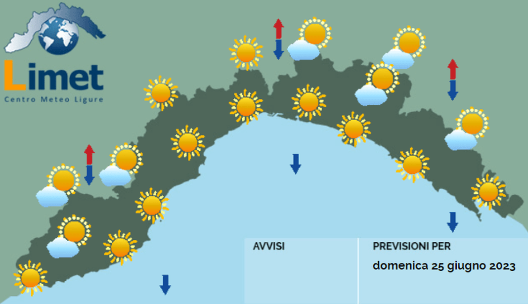 meteo Liguria 25 giugno 2023