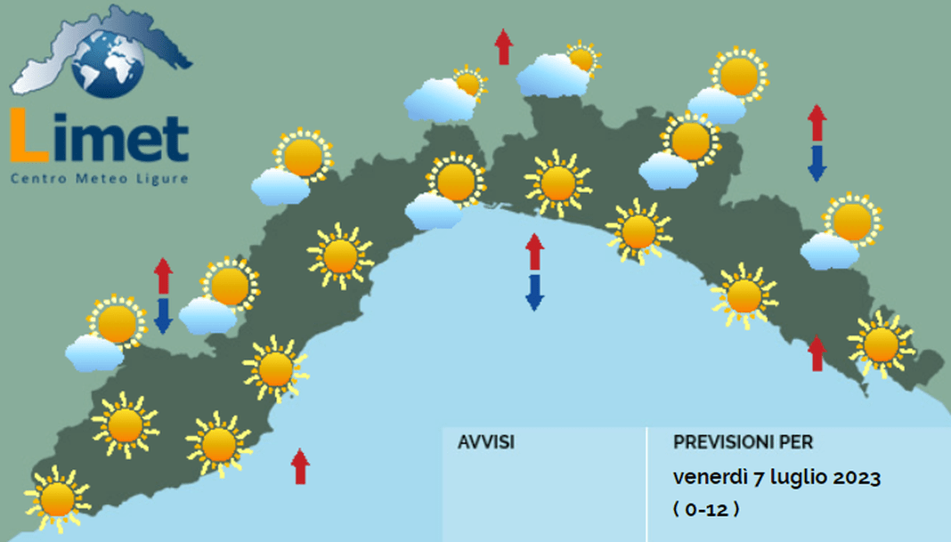 meteo Liguria 7 luglio 2023