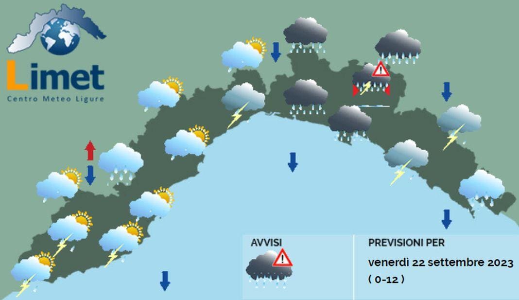 meteo Liguria 22 settembre 2023