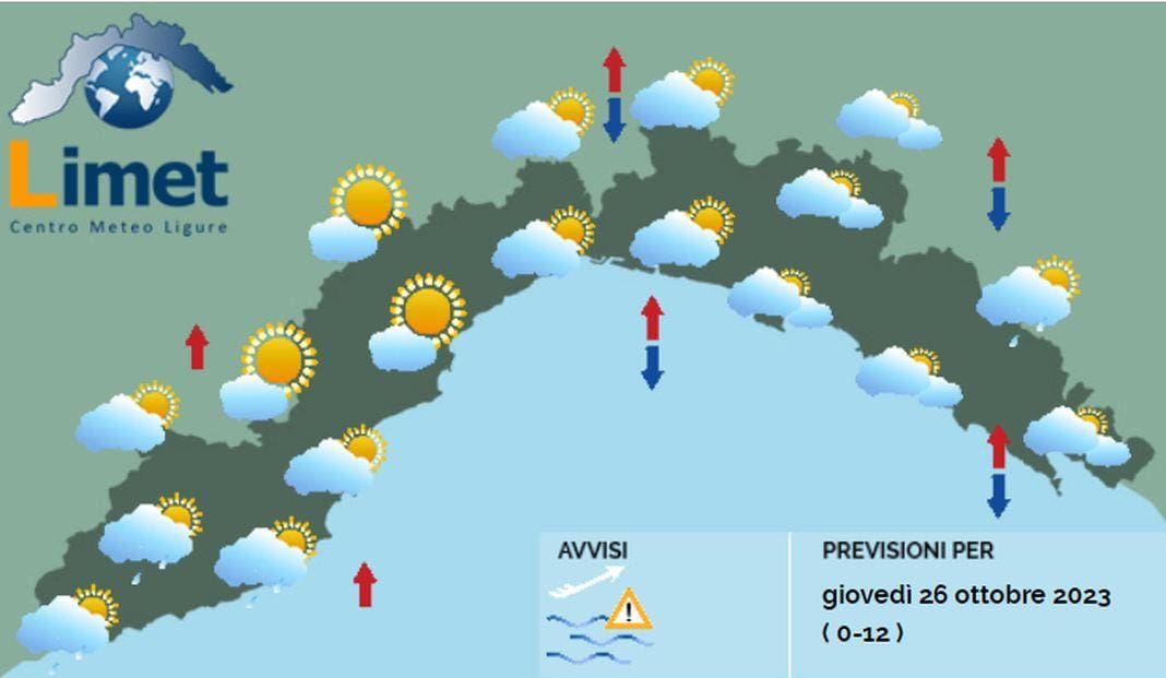 Meteo Liguria 26 ottobre 2026