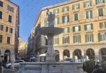 La storia di piazza Colombo e della fontana che sorge al centro Fontana piazza Clombo Genova intera