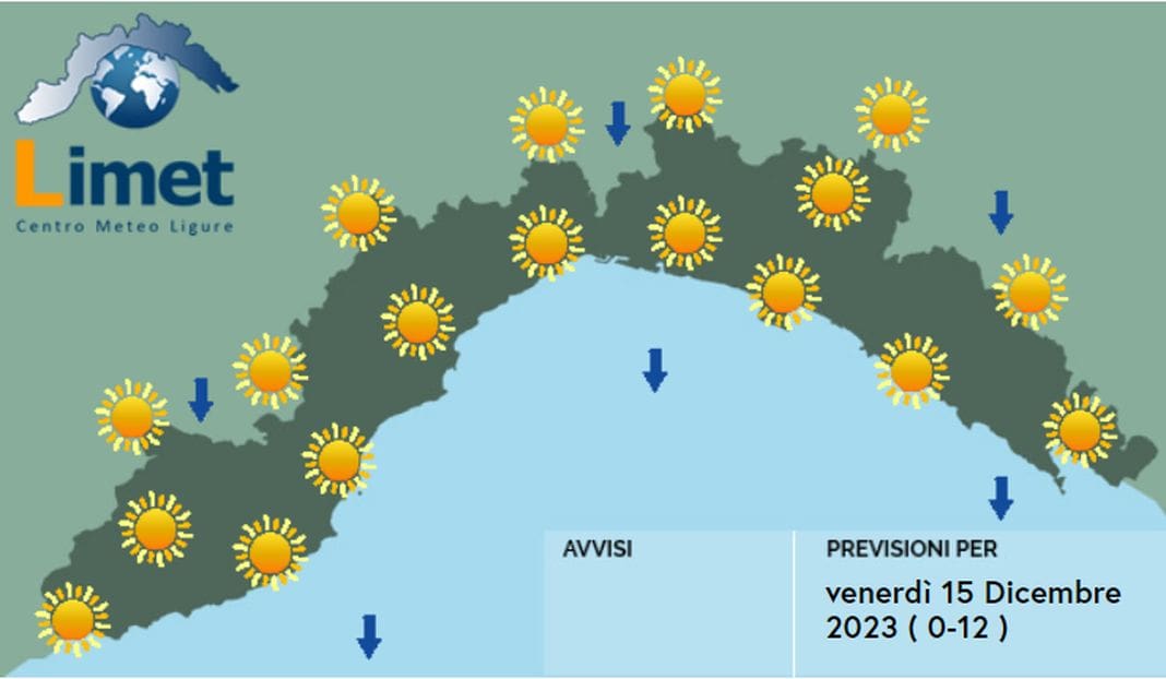 meteo Liguria 15 dicembre 2023