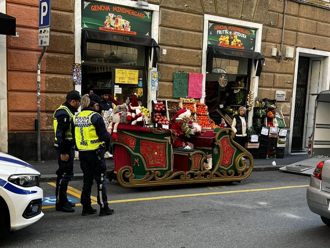 slitta di Babbo Natale multa Genova