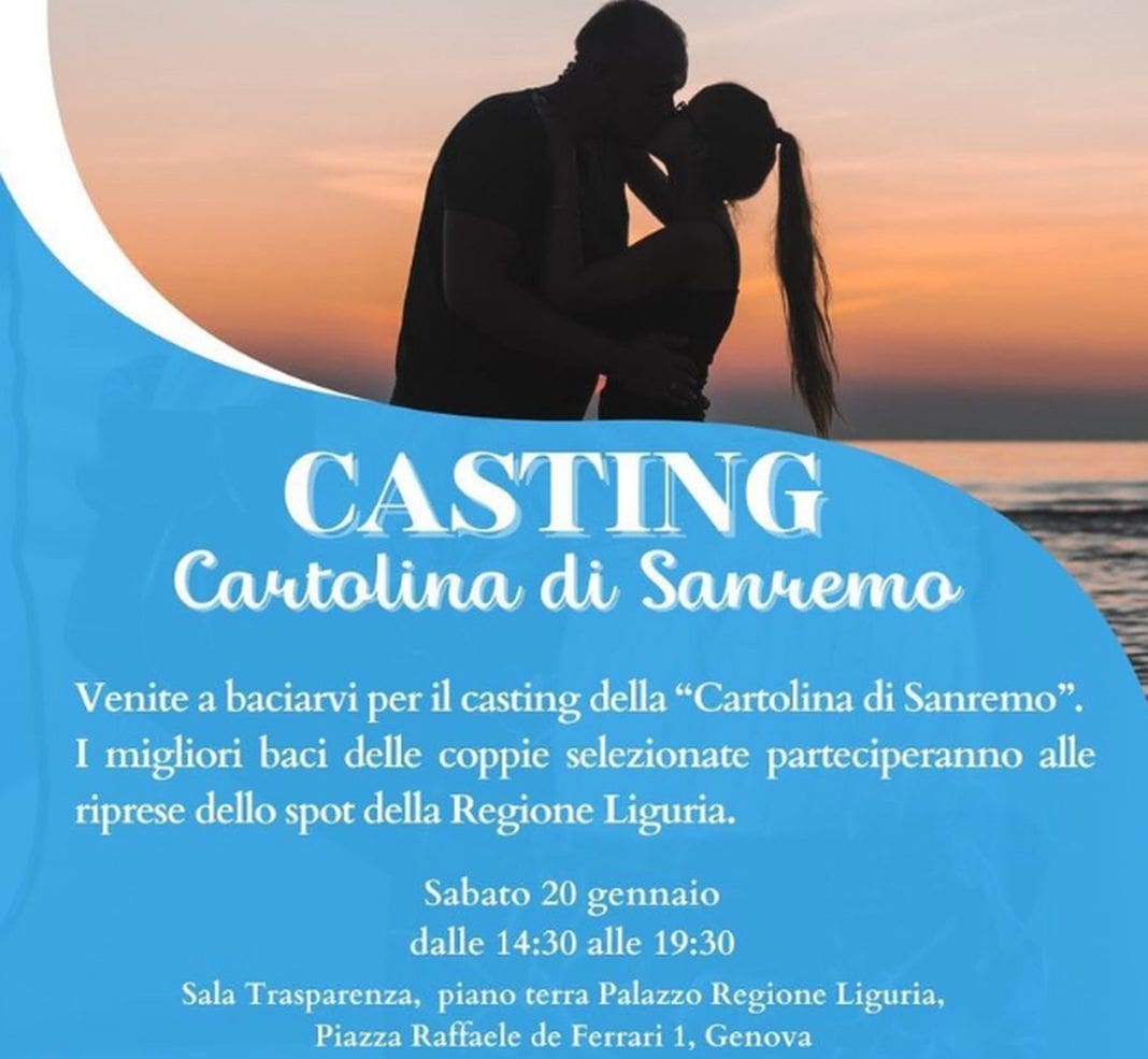 Casting coppie baci Regione Liguria Festival Sanremo 2024