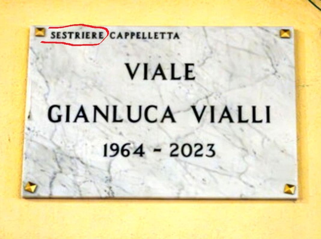 Rapallo targa sbagliata Gianluca Vialli