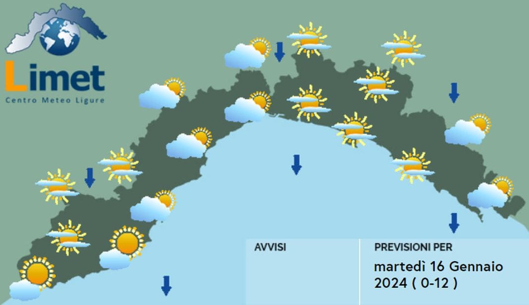 meteo Liguria 16 gennaio 2024