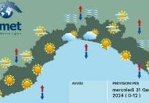 Meteo Liguria, tempo stabile pur con passaggi nuvolosi in aumento giovedì meteo Liguria 31 gennaio 2024