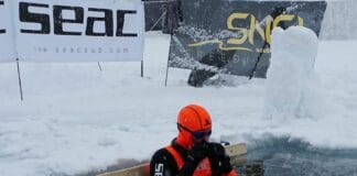 Record di immersione sotto il ghiaccio ad Anterselva con Valentina Cafolla e la ligure Seac Valentina Cafolla record apnea Anterselva