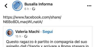 Busalla, questa sera l’arrivo del ragazzo in viaggio dall’Olanda a Roma insieme al suo asinello