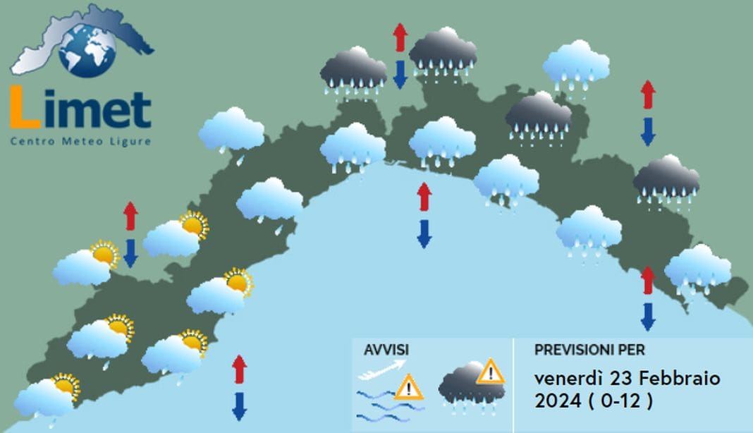 meteo Liguria 23 febbrao 2024