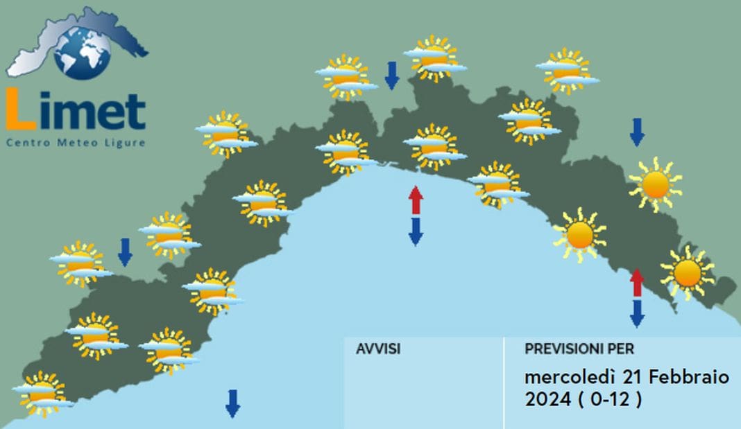meteo Liguria 21 febbraio 2024