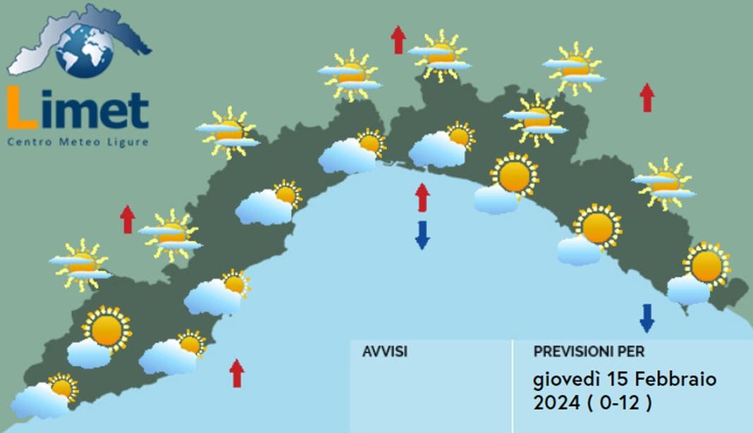 meteo Liguria 15 febbraio 2024