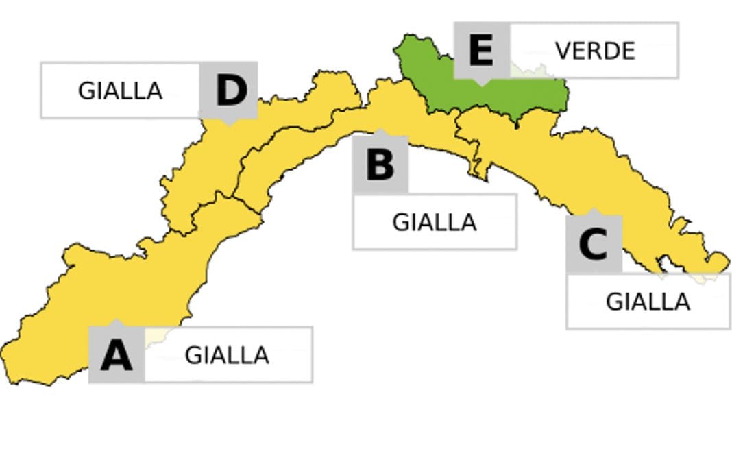allerta gialla verde maltempo Liguria