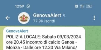 Genova, arrivano i messaggi per ricordare partite e divieti messaggio GenovAlert posteggi partita Marassi