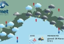 Meteo Liguria, temporali e vento forte sulla Liguria di centro e levante meteo Liguria 28 marzo 2024