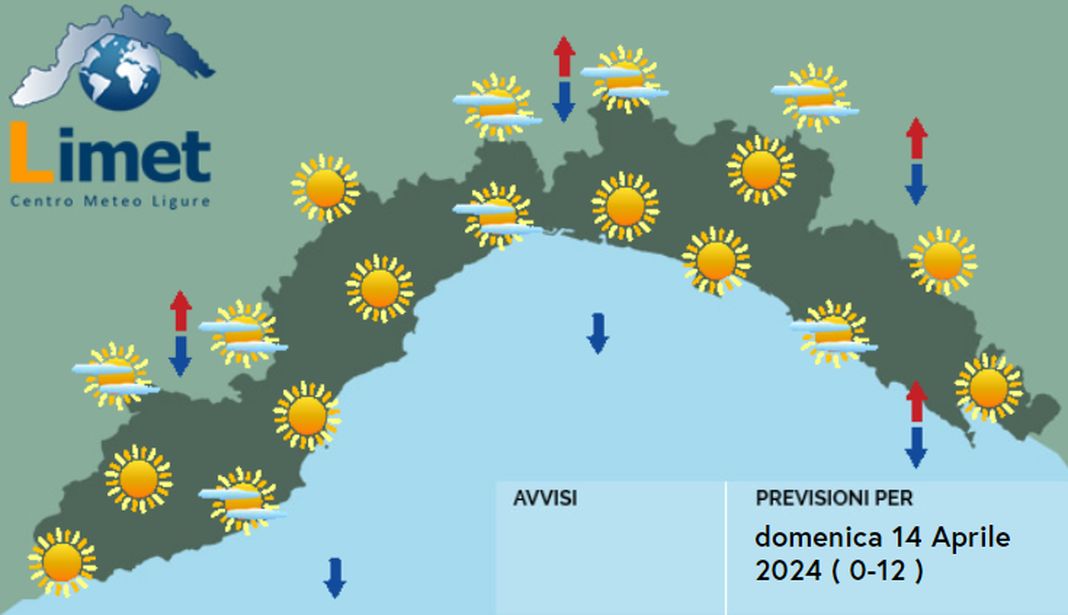 meteo Liguria 14 aprile 2024