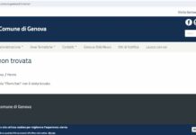 Genova, Tari via email, il Comune invita a compilare il form, ma la pagina non funziona Tari pagina non trovata sito Comune di Genova
