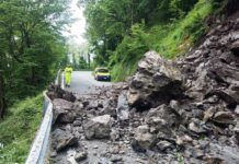 Rezzoaglio, frana sulla SS 586: strada chiusa in entrambe le direzioni