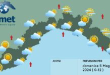 Genova, nuvole sulla costa con possibili piovaschi isolati meteo Liguria 5 maggio 2024