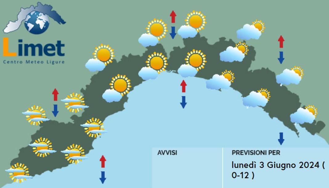 Meteo Liguria 3 giugno 2024