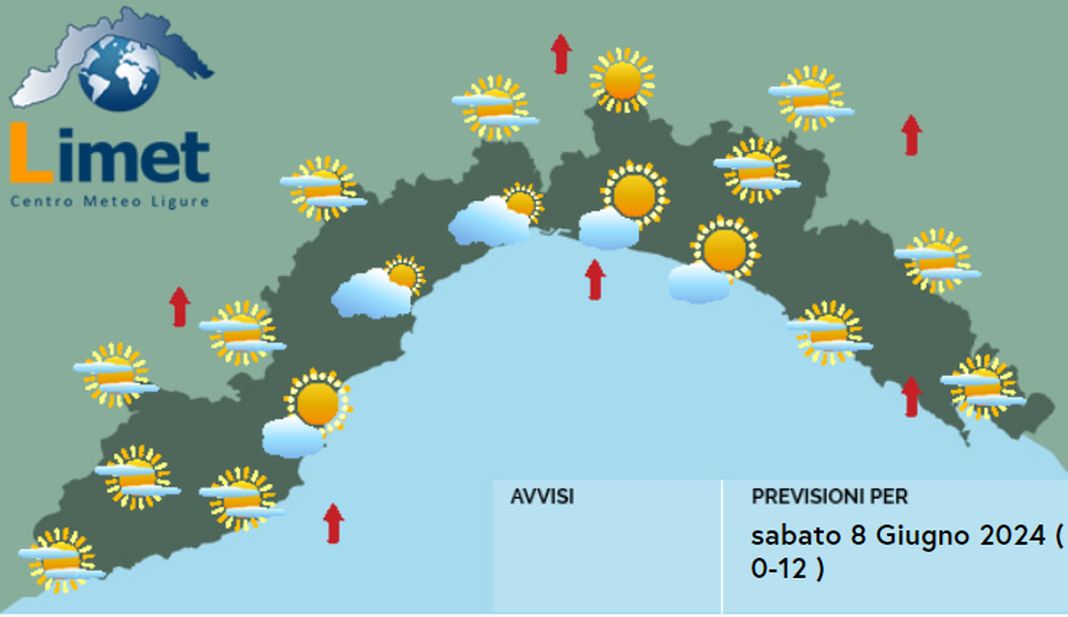 Meteo Liguria 8 giugo 2024