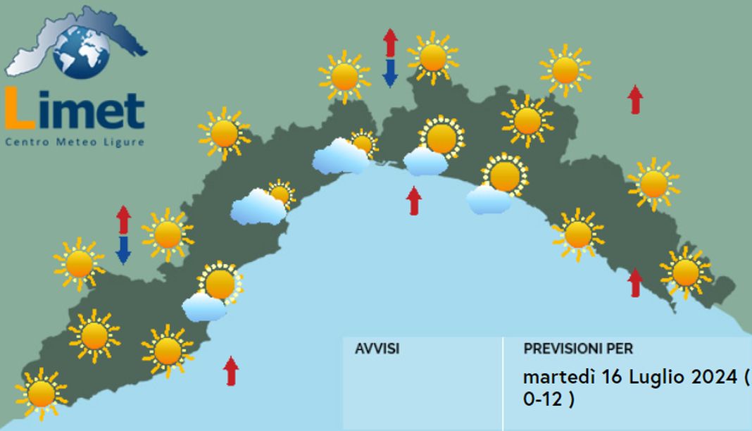 meteo Liguria 16 luglio 2024