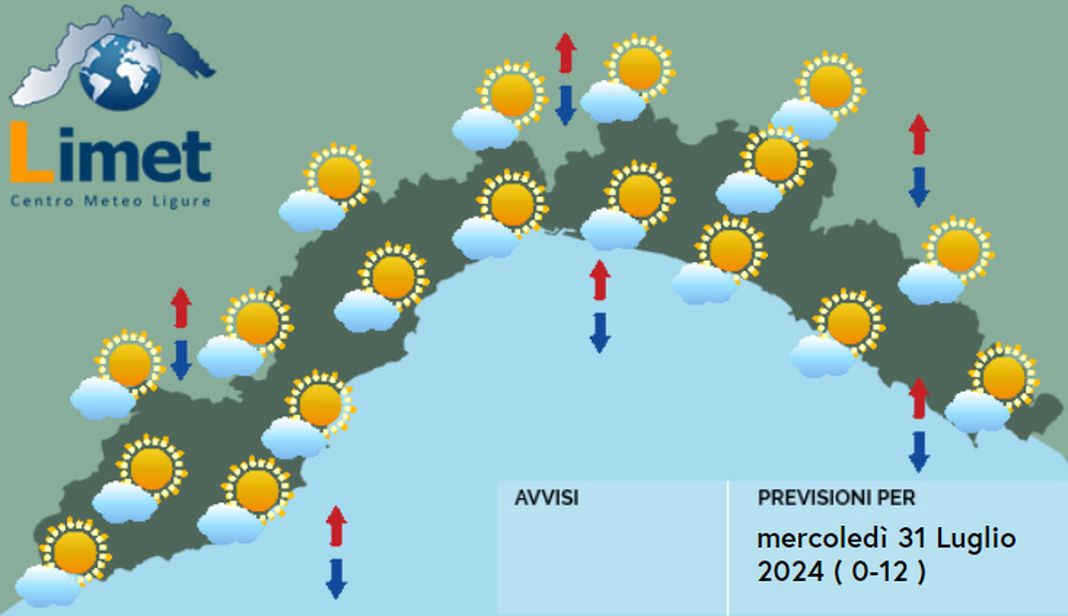 meteo Liguria 31 luglio 2024