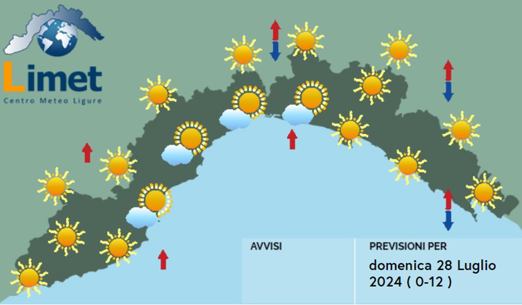 meteo Liguria 28 luglio 2024