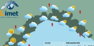 Meteo Liguria, domenica con passaggi nuvolosi e piovaschi Meteo Liguria 7 luglio 2024
