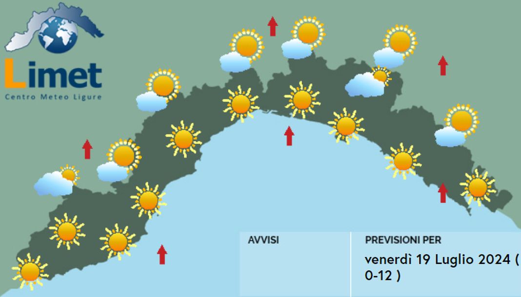 Meteo Liguria 19 luglio 2024