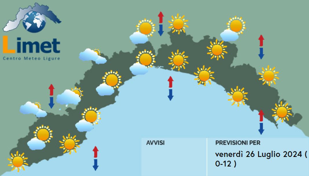 Meteo Liguria 26 luglio 2024