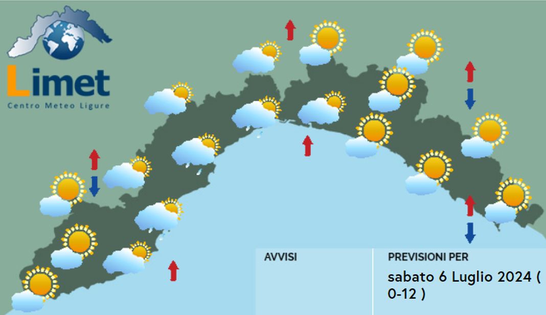 Meteo Liguria 6 luglio 2024