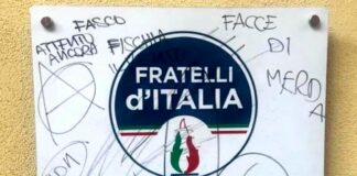 Albenga, imbrattata la sede di Fratelli d’Italia Circolo Albenga Tricolore Fratelli d'Italia Albenga