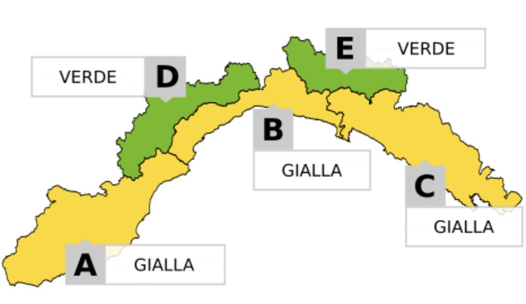 Allerta gialla maltempo Liguria