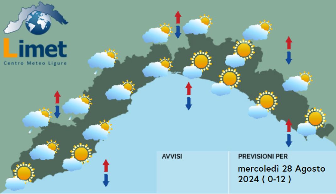 meteo Liguria 28 agosto 2024