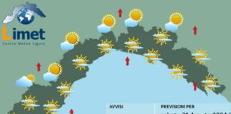 Meteo Liguria, ancora gran caldo e possibili passaggi nuvolosi nel pomerggio meteo Liguria 31 agosto 2024
