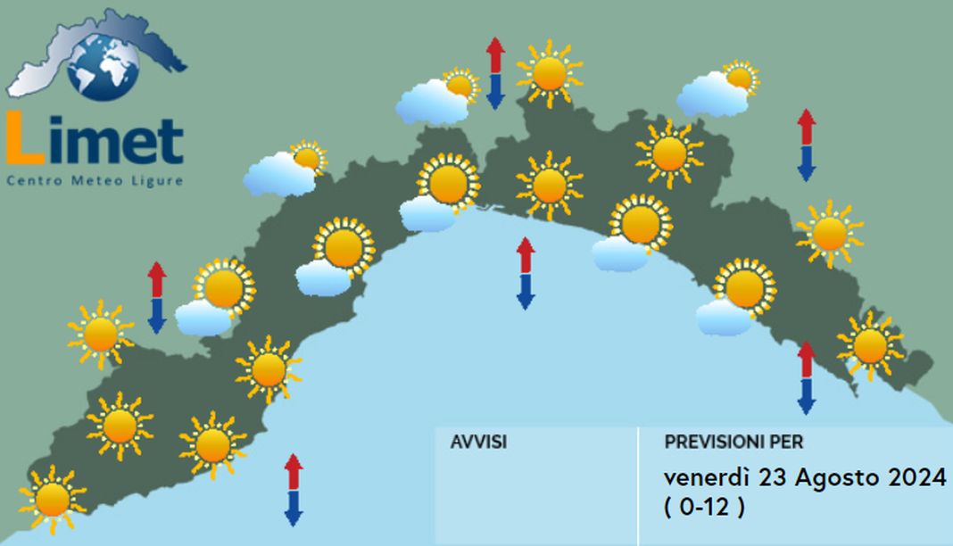 meteo Liguria 23 agosto 2024