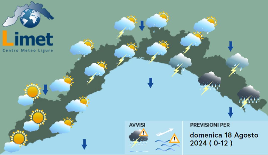 meteo Liguria 18 agosto 2024