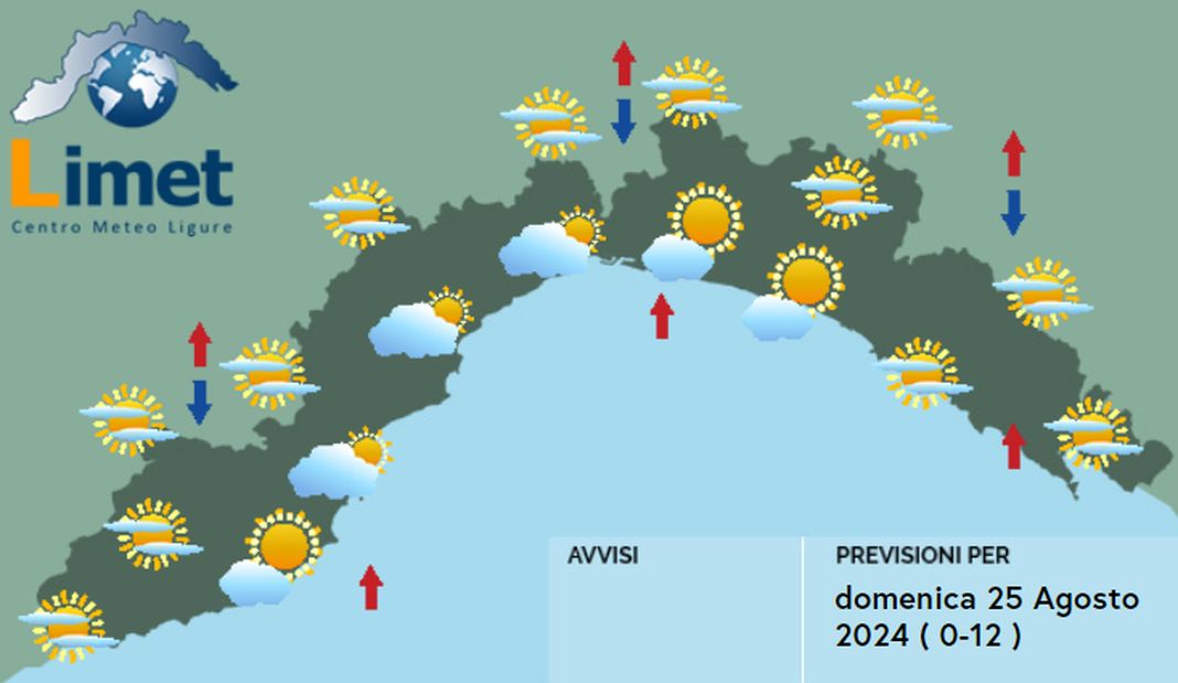 meteo Liguria 25 agosto 2024