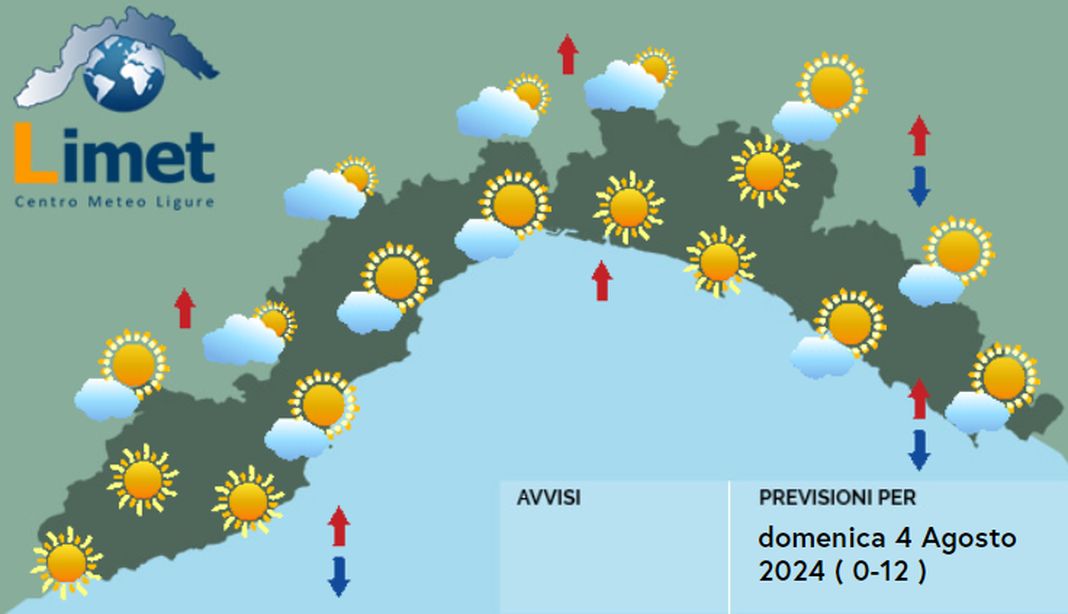 meteo Liguria 4 agosto 2024