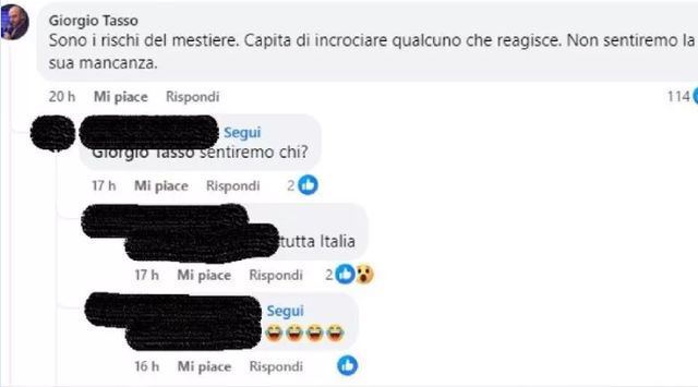 Tasso commento facebook