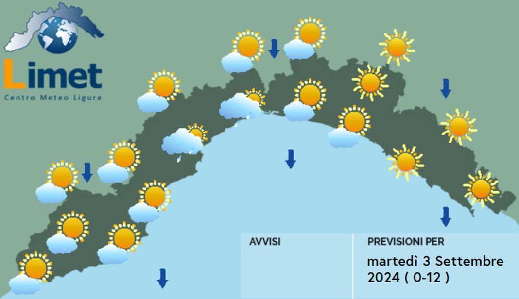 meteo Liguria 3 settembre 2024