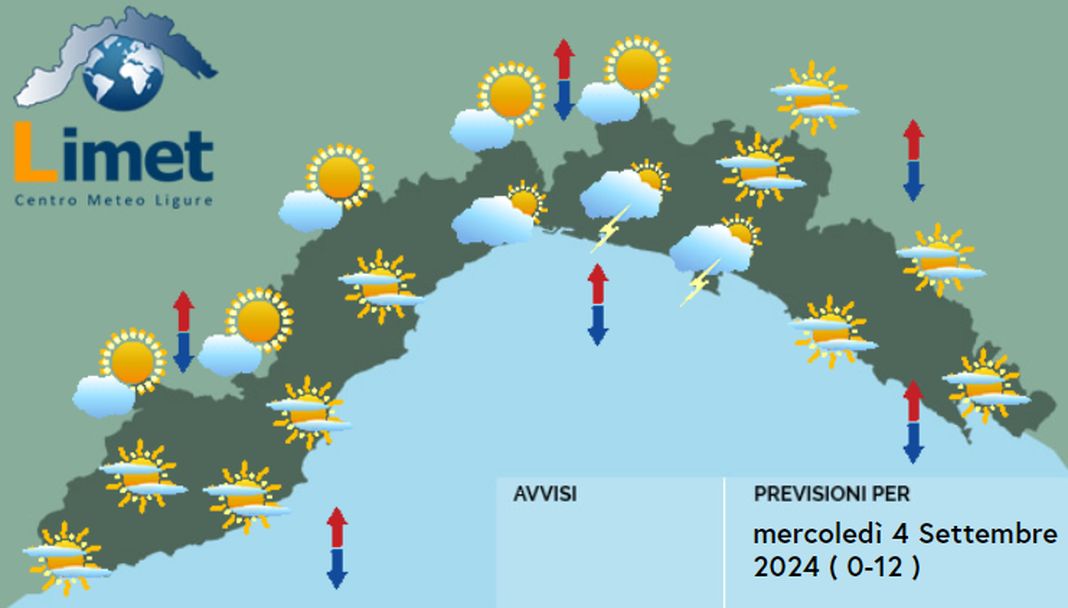 meteo Liguria 4 settembre 2024