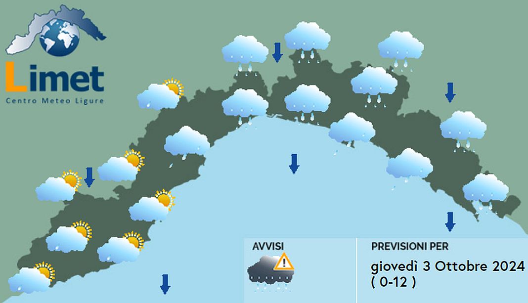 meteo Liguria 3 ottobre 2024