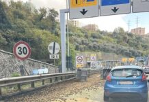 Genova, camion di kiwi perde carico al casello di Genova Ovest Autostrada carico di kiwi Ge Ovest