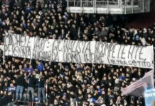 Stadio, striscione contro il giornalista Michele Varì, la denuncia di ALG Michele Varì striscione Sampdoria 26 dicembre 2024