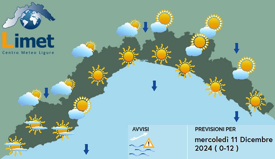 meteo Liguria 11 dicembre 2024