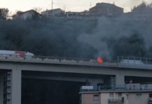 Autostrade, furgone in fiamme sul viadotto Bisagno della A12