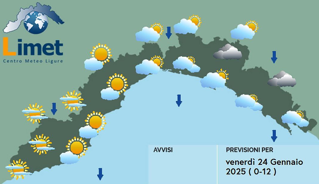 meteo Liguria 24 gennaio 2025