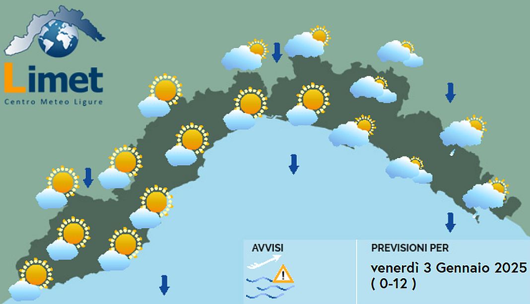 meteo Liguria 3 gennaio 2025